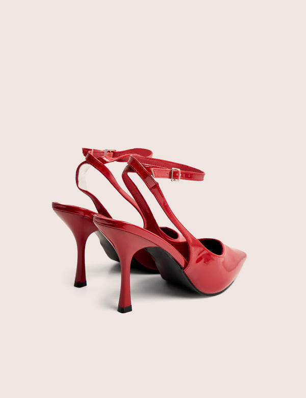 Sweet Talk Red Ankle Strap Court Heels