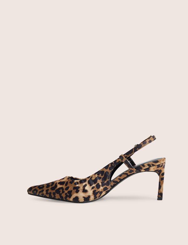 Salsa Leopard Print Sling Back Court Mid Heel