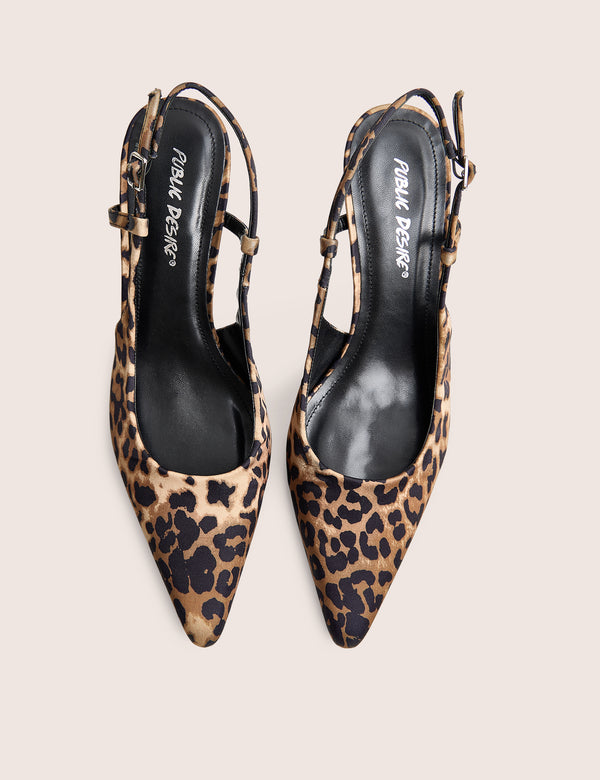Salsa Leopard Print Sling Back Court Mid Heel