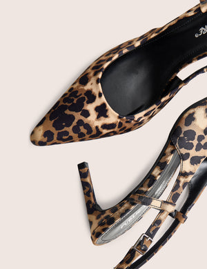 Salsa Leopard Print Sling Back Court Mid Heel