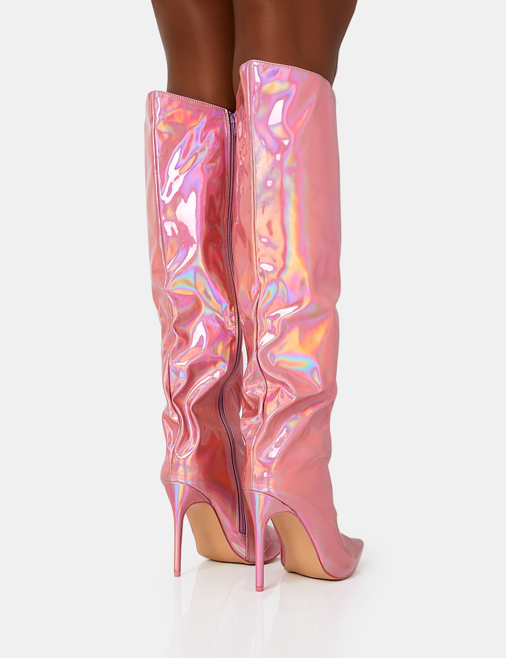 Thigh High Boots Hot Pink Metallic Boots Fuchsia Thigh High Boots