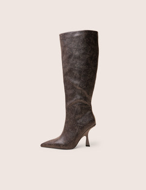 Third Date Brown Pointed Toe Knee High Boots