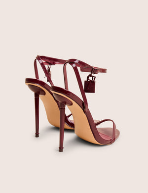 Ti Amo Burgundy Wide Fit Padlock Detail Barely Heels