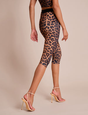 High Waist Luxe Slinky Capri Pants Leopard