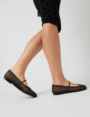 Twiggie Black Mesh Ballet Pumps