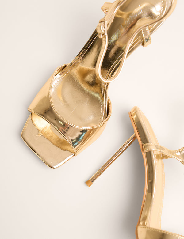 Vain Gold Mirror Pu Barley There Pencil Stiletto High Heels