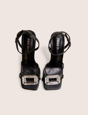 Vela Black Jewel Detail High Heel