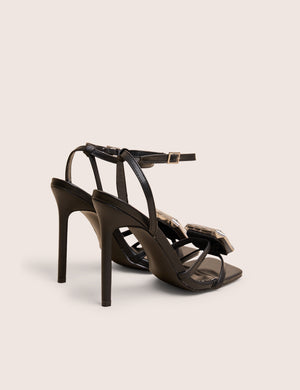Vela Black Jewel Detail High Heel