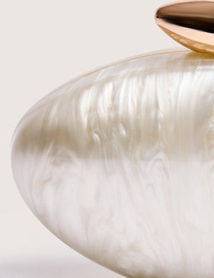 Violet Cream Marble Oval Clutch Bag Cream