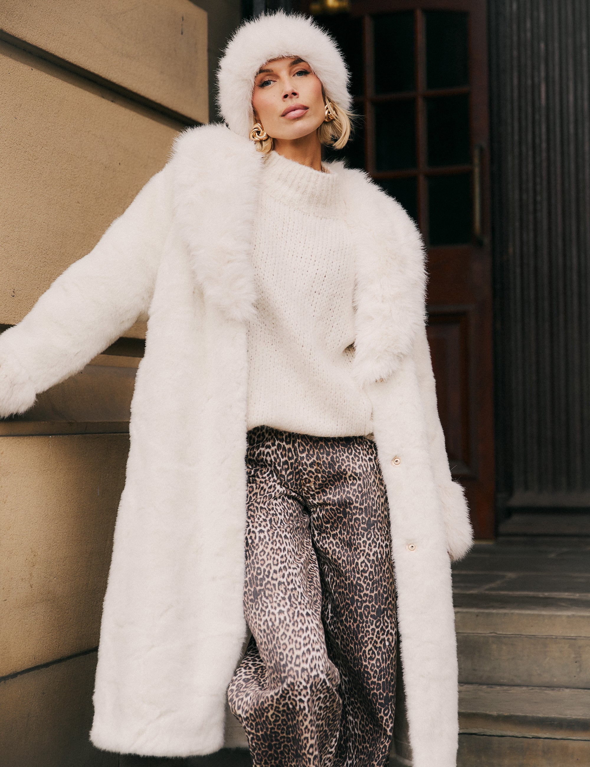 Belted Faux Fur Jacket White | Public Desire