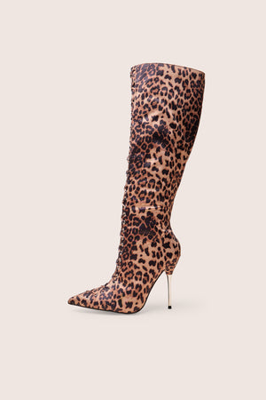 Witchcraft Leopard Lace Up Knee High Boots