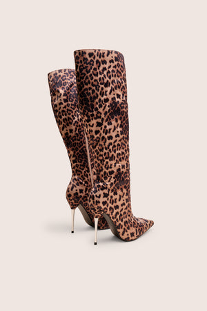 Witchcraft Leopard Lace Up Knee High Boots