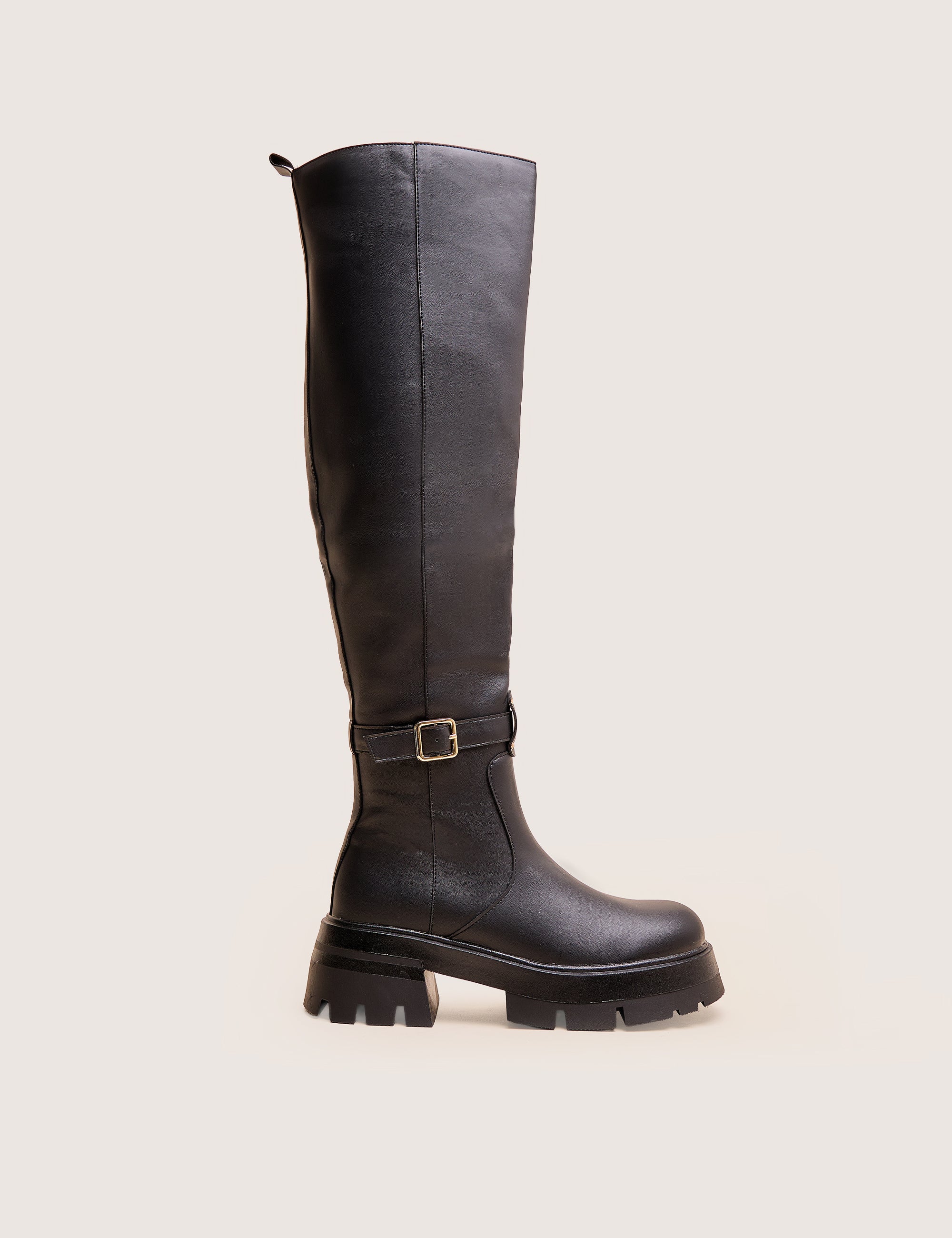 Zelda Black Pocket and Zip Detail Over the Knee Boots