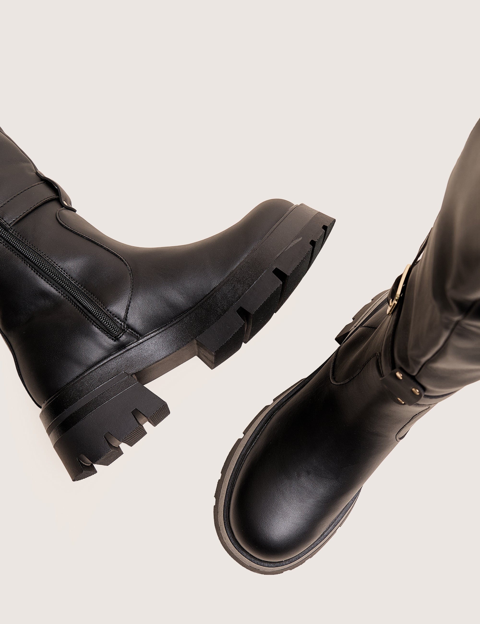 Zelda Black Pocket and Zip Detail Over the Knee Boots | Public Desire