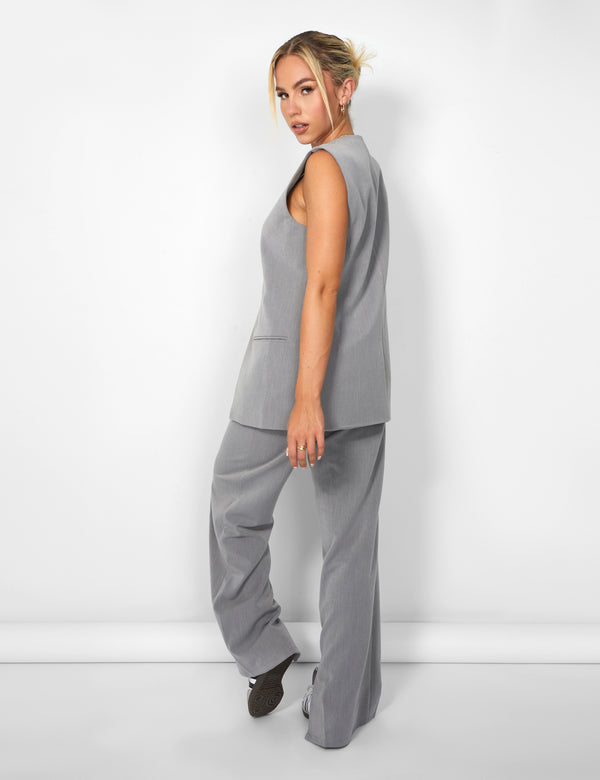 Kaiia Tailored Button Detail Longline Top Co-ord in Grey