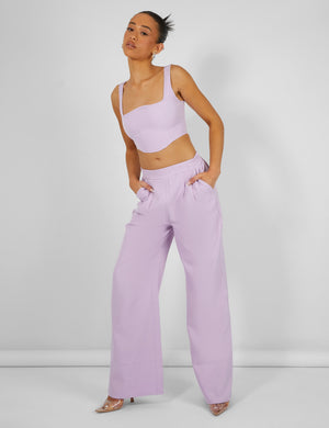 Tailored Wide Leg Trousers Lilac