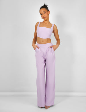 Tailored Wide Leg Trousers Lilac