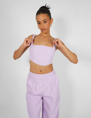 Tailored Wide Leg Trousers Lilac