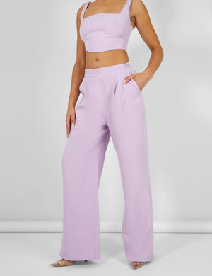 Tailored Wide Leg Trousers Lilac