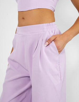 Tailored Wide Leg Trousers Lilac