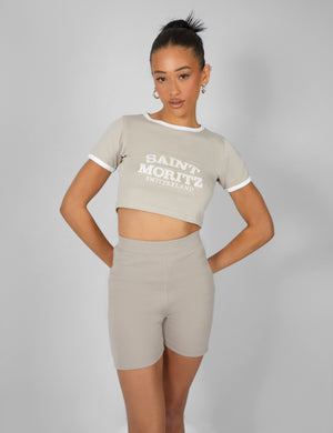 RIBBED CYCLING SHORTS STONE Public Desire UK