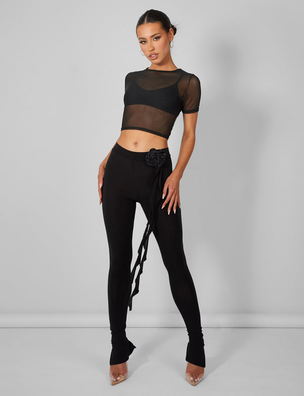 Mesh Fitted T-Shirt Black