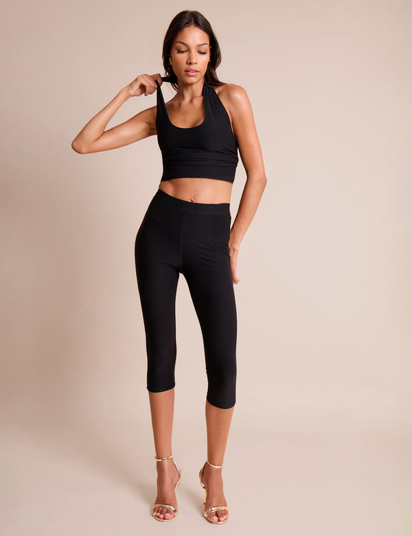 Halterneck Luxe Slinky Top Black