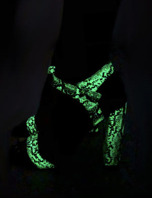 Meteor Glow in the Dark Snakeskin Block Heeled Barely Theres