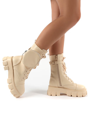 Intention Nude Chunky Sole Pouch Ankle Boots