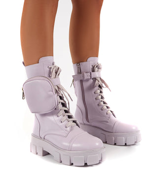 Intention Lilac Wide Fit Chunky Sole Pouch Ankle Boots Public Desire