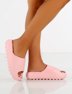 North Pink Rubber Ribbed Sole Sliders