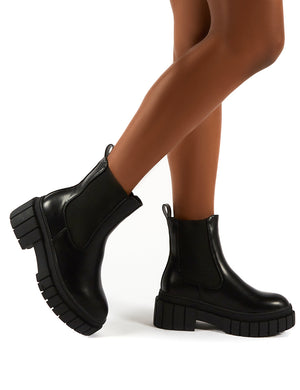 Zenya Black Chunky Sole Ankle Boots