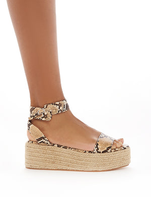 Jeni Espadrille Flatform Sandals in Snakeskin Public Desire