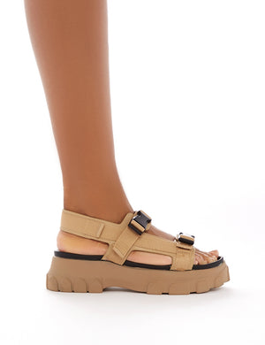 Undeniable Chunky Sports Sandals in Nude PU