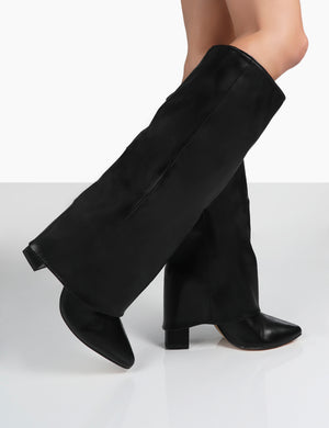 Zendaya Black Pointed Toe Knee High Boots Public Desire