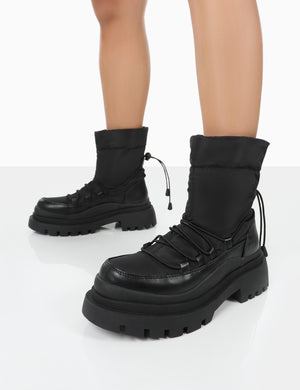 Mischa Black Platform Chunky Sole Winter Boots