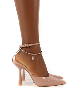 Decision Nude Patent Anklet Detail Court Heels