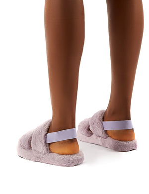 Lullaby Lilac Fluffy Strap Back Slippers