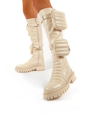 Tayla Nude Knee High Pouch Boots
