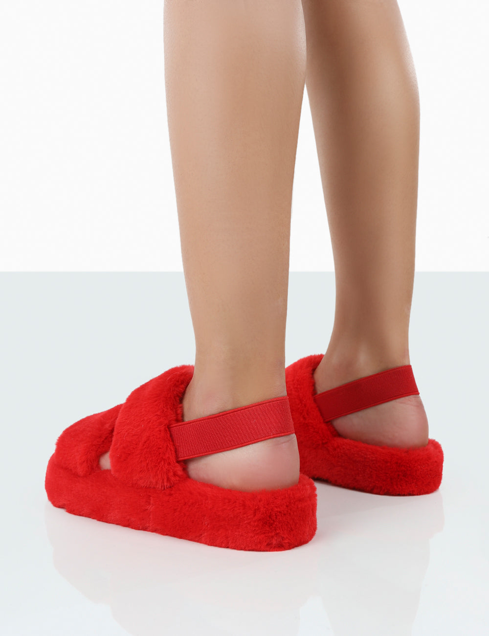 Red fluffy deals sandals