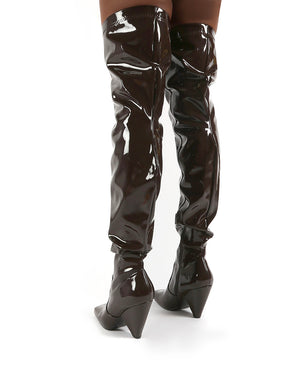 Cone heel deals thigh high boots