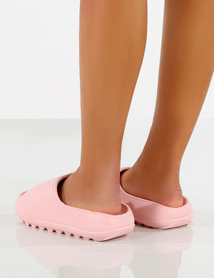 North Pink Rubber Ribbed Sole Sliders
