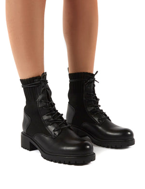 Outrage Black Lace Up Ankle Boots