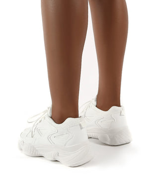 Chase White Pu Wide Fit Chunky Sole Trainers