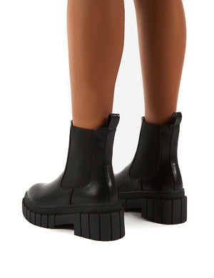 Zenya Black Chunky Sole Ankle Boots