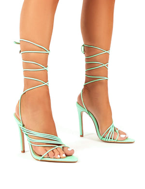 Controversial Mint Strappy Lace Up High Heels