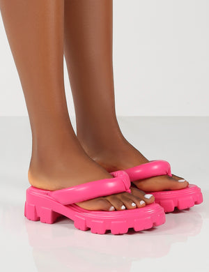State Pink Chunky Sole Thong Strap Sandals