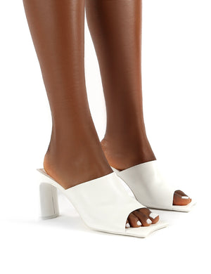 Vice White Pu Wide Fit Square Toe Detail Heeled Mules Public Desire