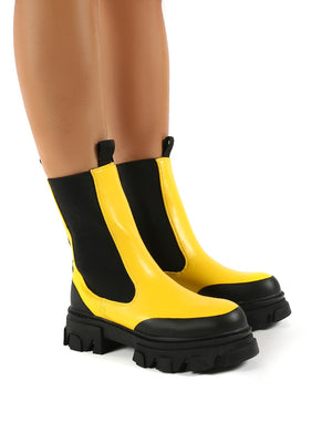 Yellow chunky boots discount