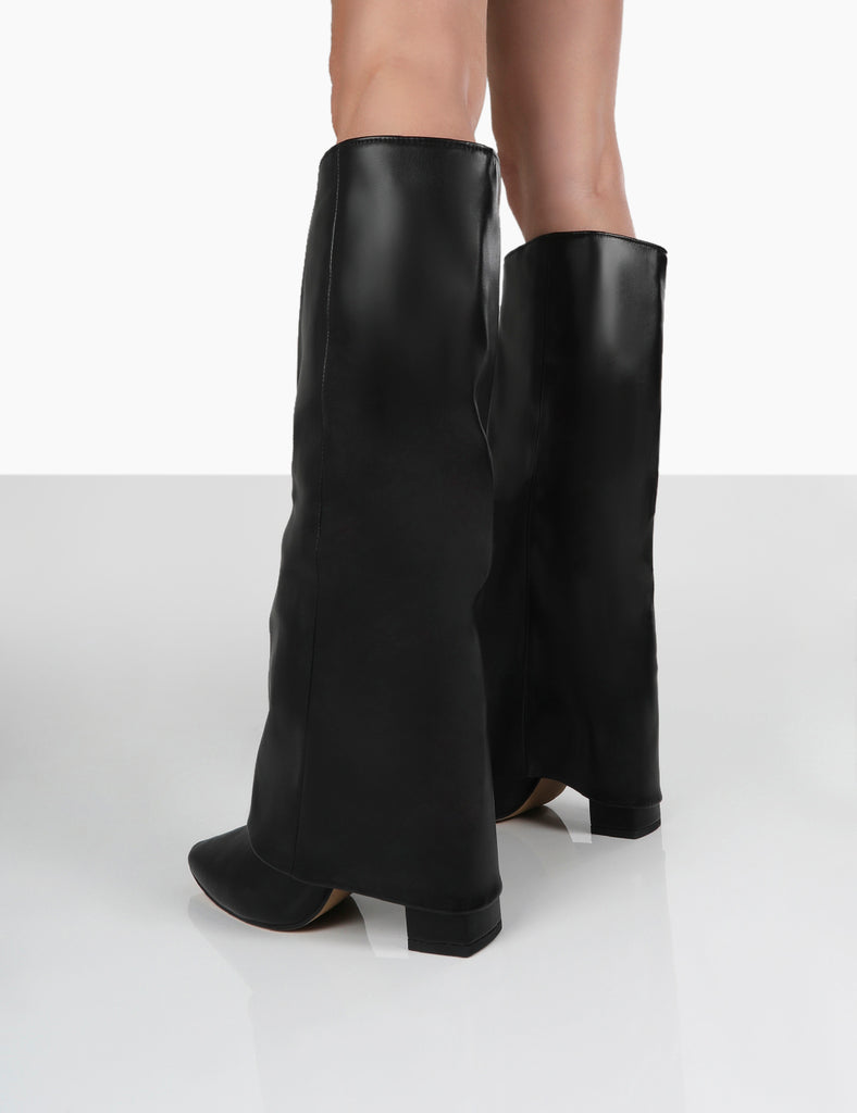 Zendaya Black Pointed Toe Knee High Boots | Public Desire